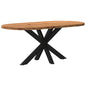 Eettafel 180x90x74 cm ovaal massief eikenhout lichtbruin