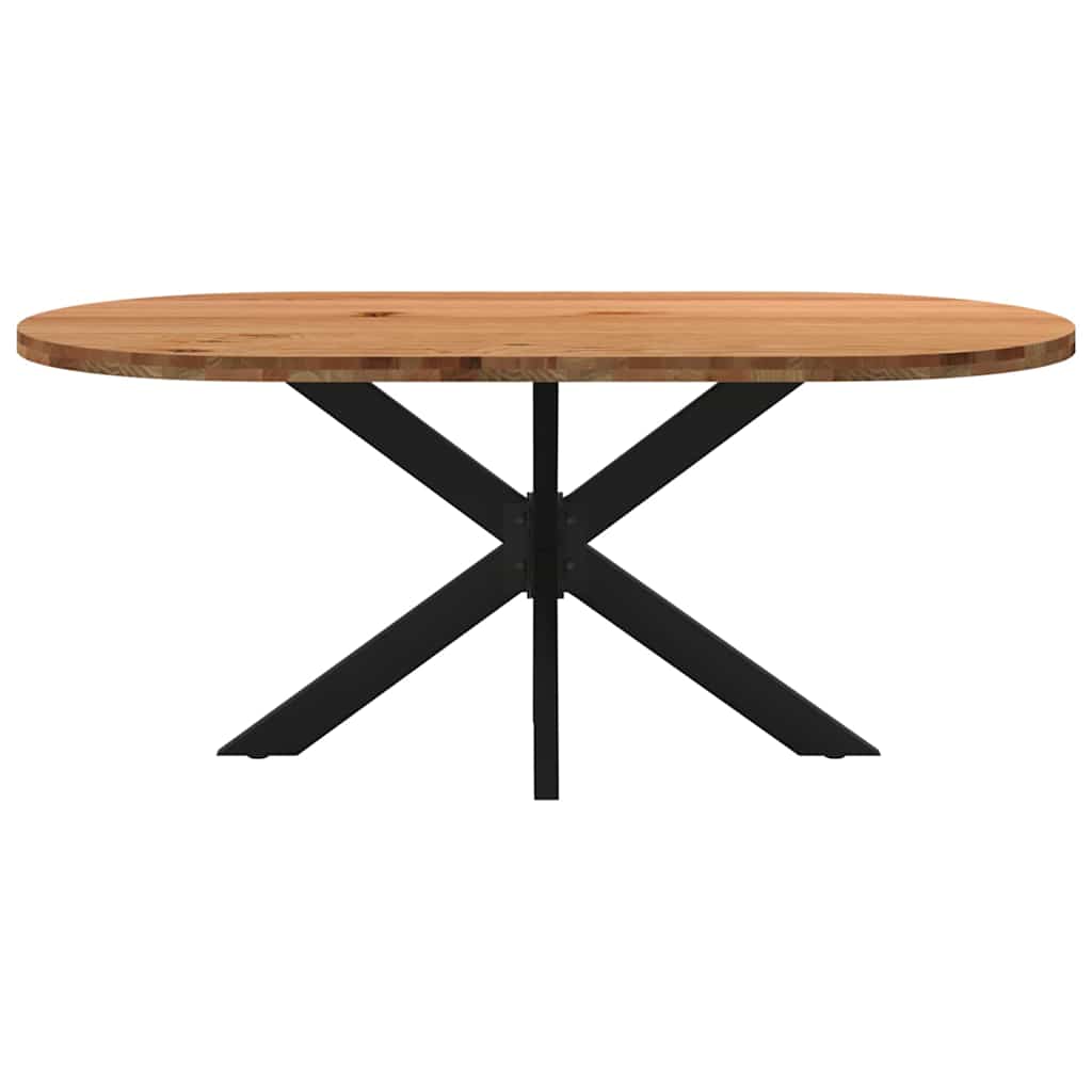 Eettafel 180x90x74 cm ovaal massief eikenhout lichtbruin
