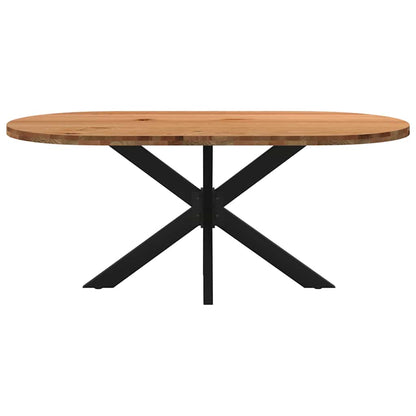 Eettafel 180x90x74 cm ovaal massief eikenhout lichtbruin