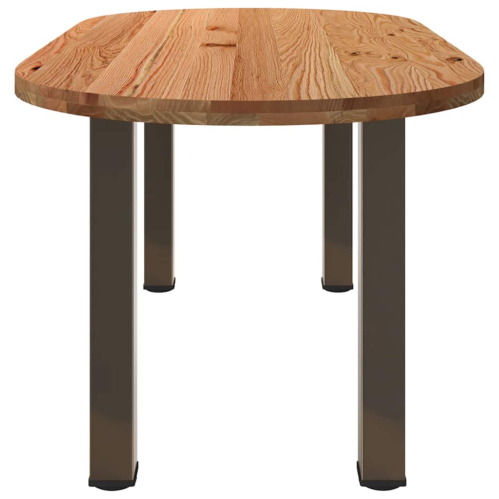 Eettafel 180x90x74 cm ovaal massief eikenhout lichtbruin