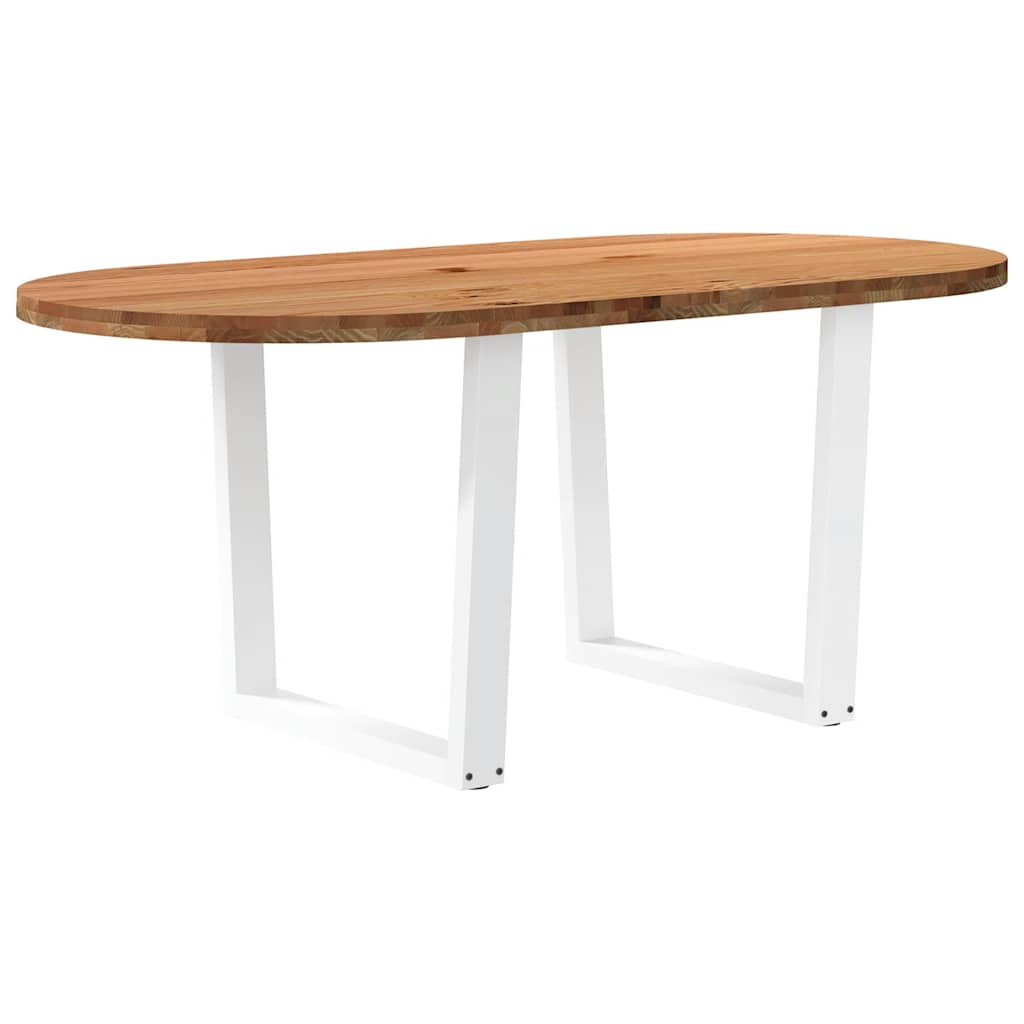 Eettafel 180x90x74 cm ovaal massief eikenhout lichtbruin