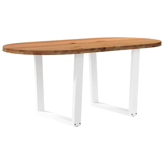 Eettafel 180x90x74 cm ovaal massief eikenhout lichtbruin