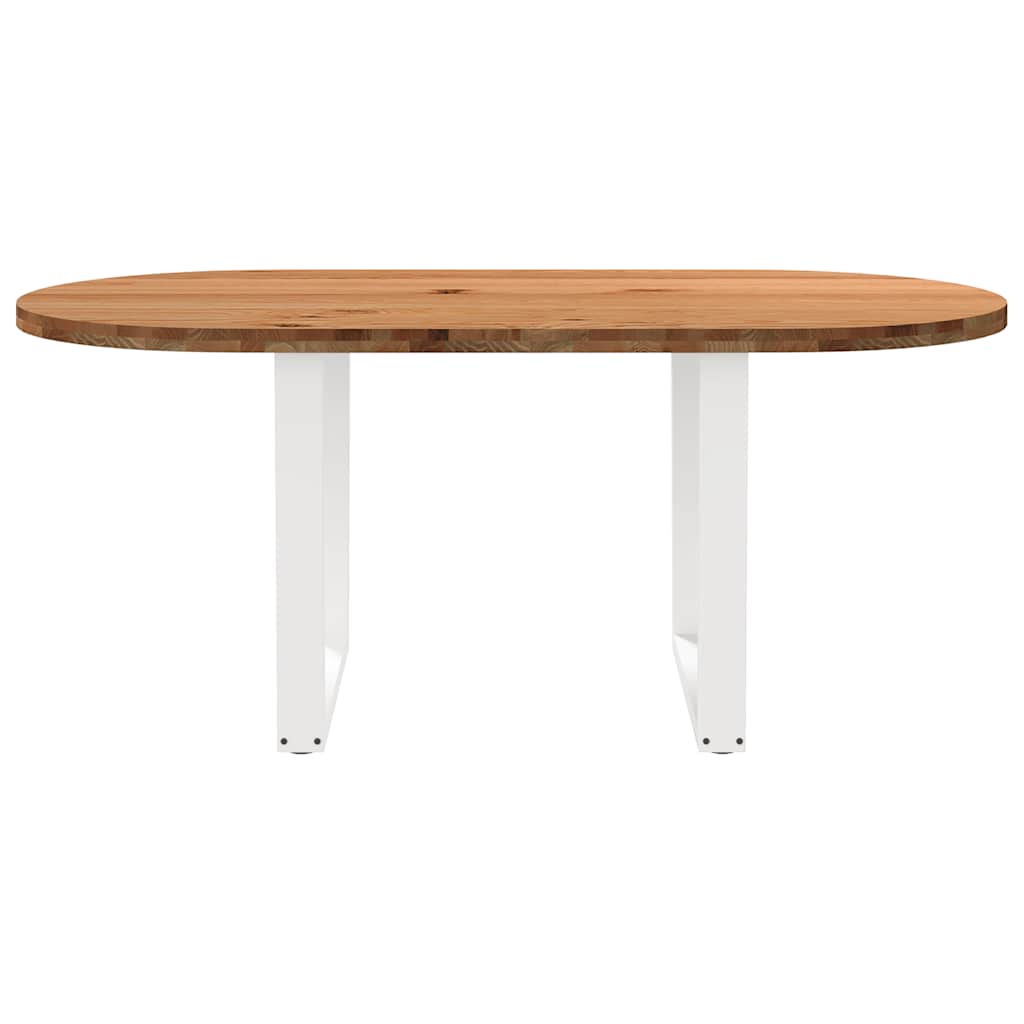 Eettafel 180x90x74 cm ovaal massief eikenhout lichtbruin