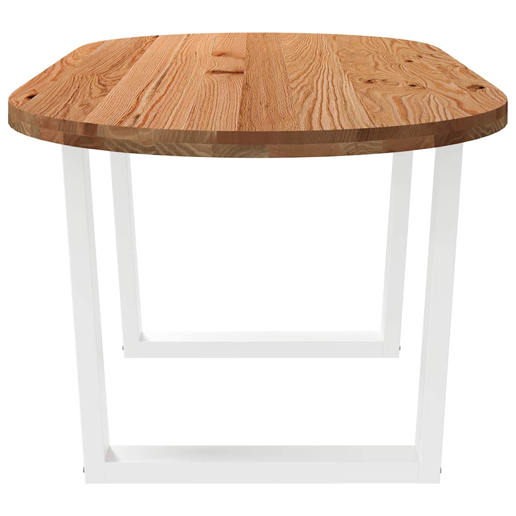 Eettafel 180x90x74 cm ovaal massief eikenhout lichtbruin