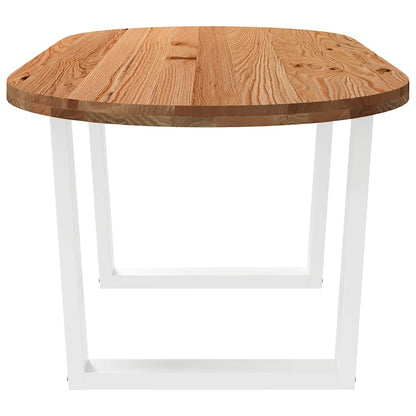 Eettafel 180x90x74 cm ovaal massief eikenhout lichtbruin