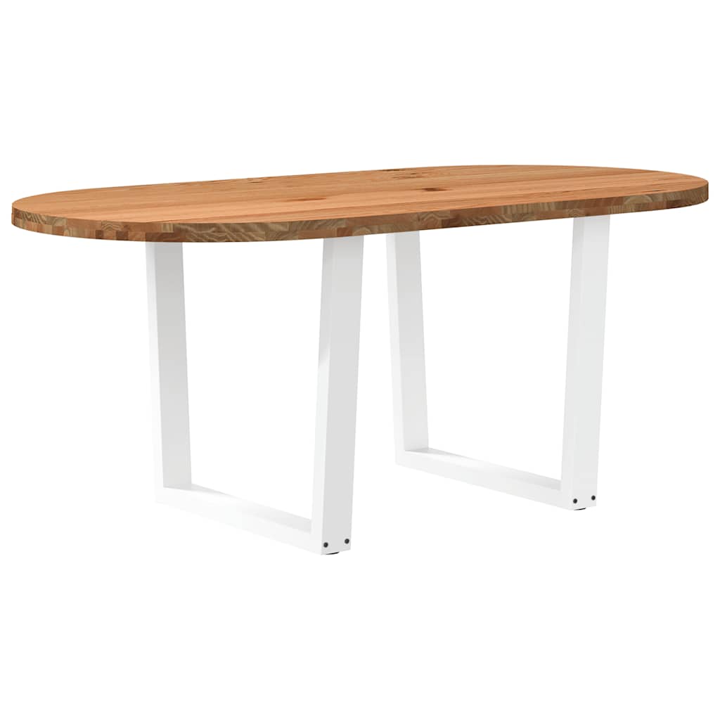 Eettafel 180x90x74 cm ovaal massief eikenhout lichtbruin