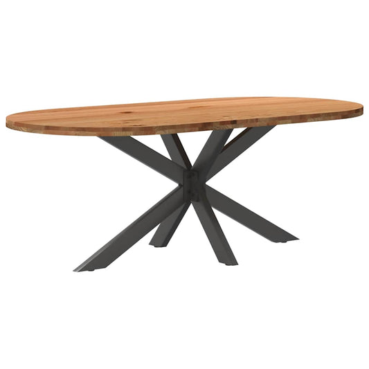 Eettafel 200x100x74 cm ovaal massief eikenhout lichtbruin