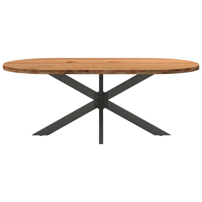 Eettafel 200x100x74 cm ovaal massief eikenhout lichtbruin