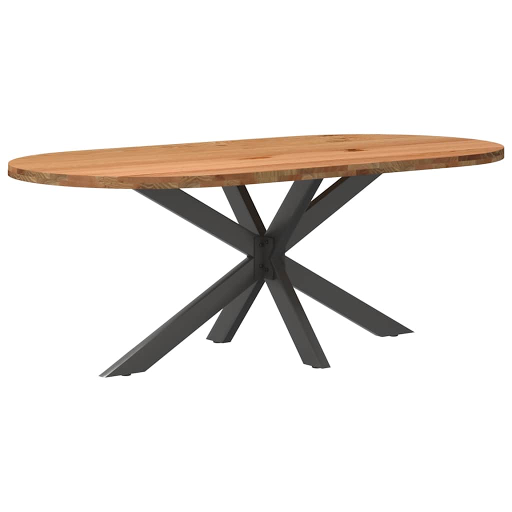 Eettafel 200x100x74 cm ovaal massief eikenhout lichtbruin
