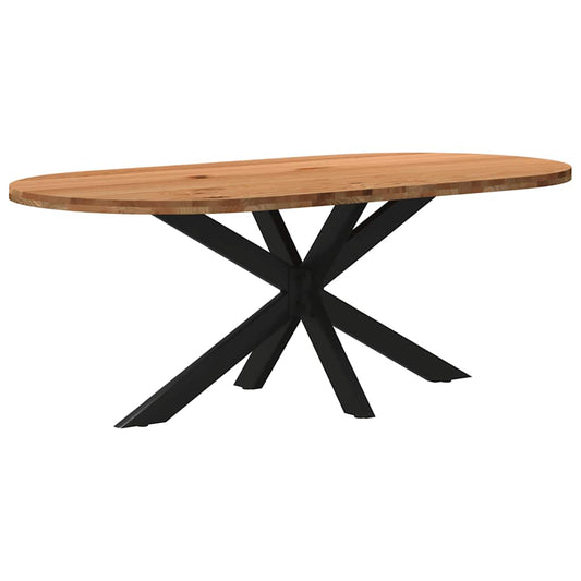 Eettafel 200x100x74 cm ovaal massief eikenhout lichtbruin