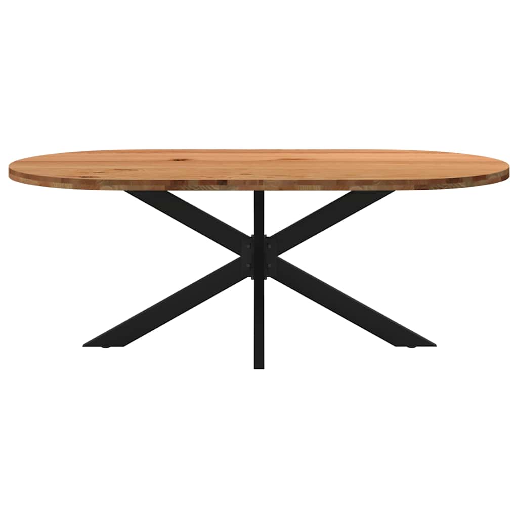 Eettafel 200x100x74 cm ovaal massief eikenhout lichtbruin