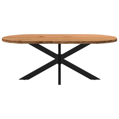 Eettafel 200x100x74 cm ovaal massief eikenhout lichtbruin