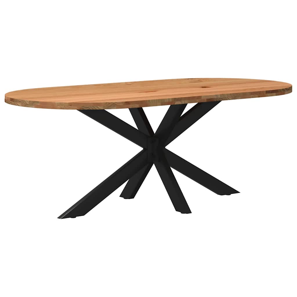 Eettafel 200x100x74 cm ovaal massief eikenhout lichtbruin