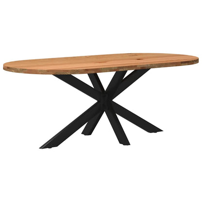 Eettafel 200x100x74 cm ovaal massief eikenhout lichtbruin