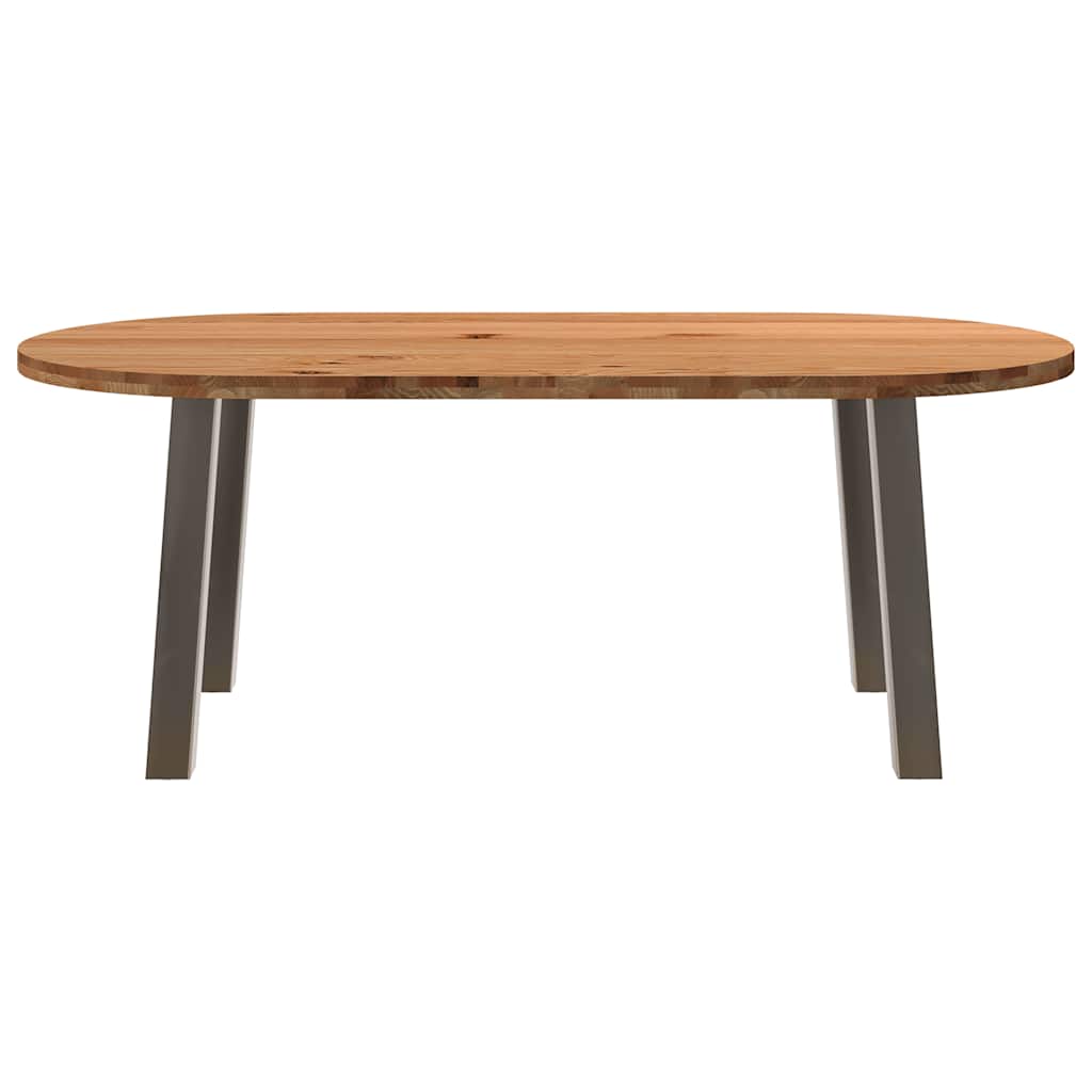 Eettafel 200x100x74 cm ovaal massief eikenhout lichtbruin