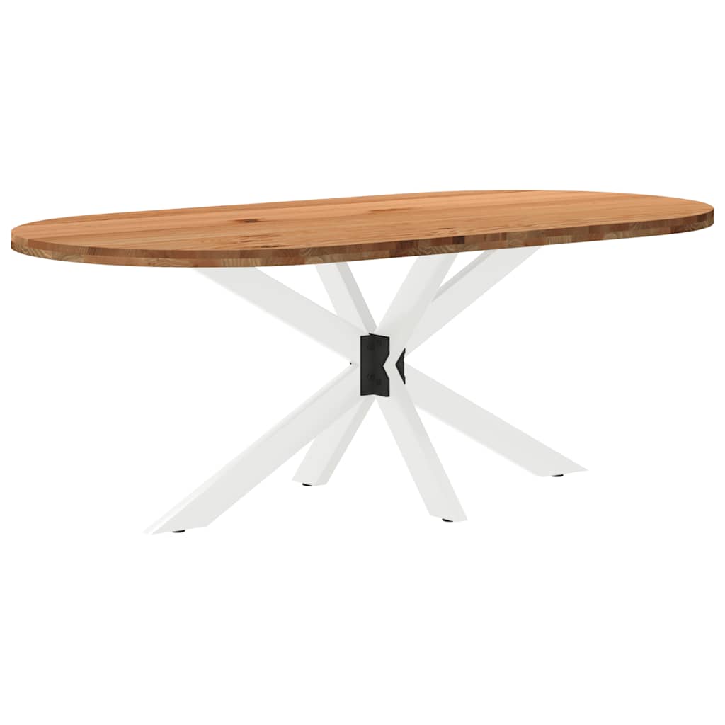 Eettafel 200x100x74 cm ovaal massief eikenhout lichtbruin