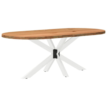 Eettafel 200x100x74 cm ovaal massief eikenhout lichtbruin