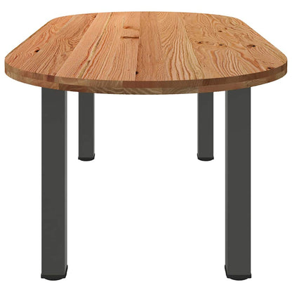 Eettafel 220x100x74 cm ovaal massief eikenhout lichtbruin