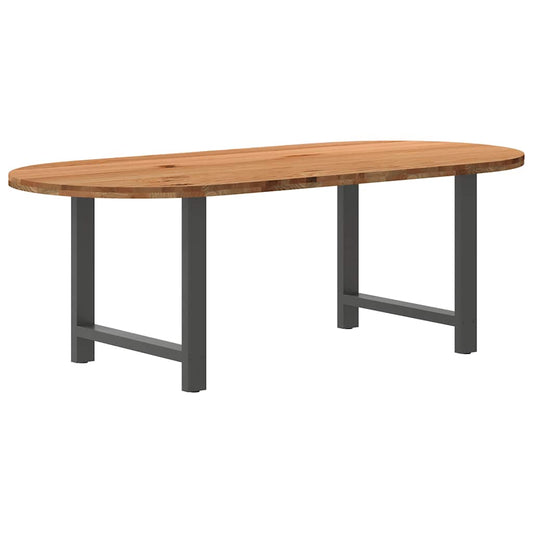 Eettafel 220x100x74 cm ovaal massief eikenhout lichtbruin