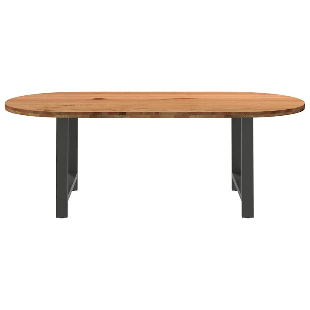Eettafel 220x100x74 cm ovaal massief eikenhout lichtbruin