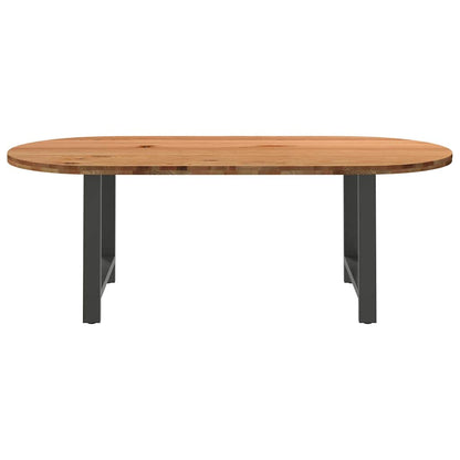 Eettafel 220x100x74 cm ovaal massief eikenhout lichtbruin