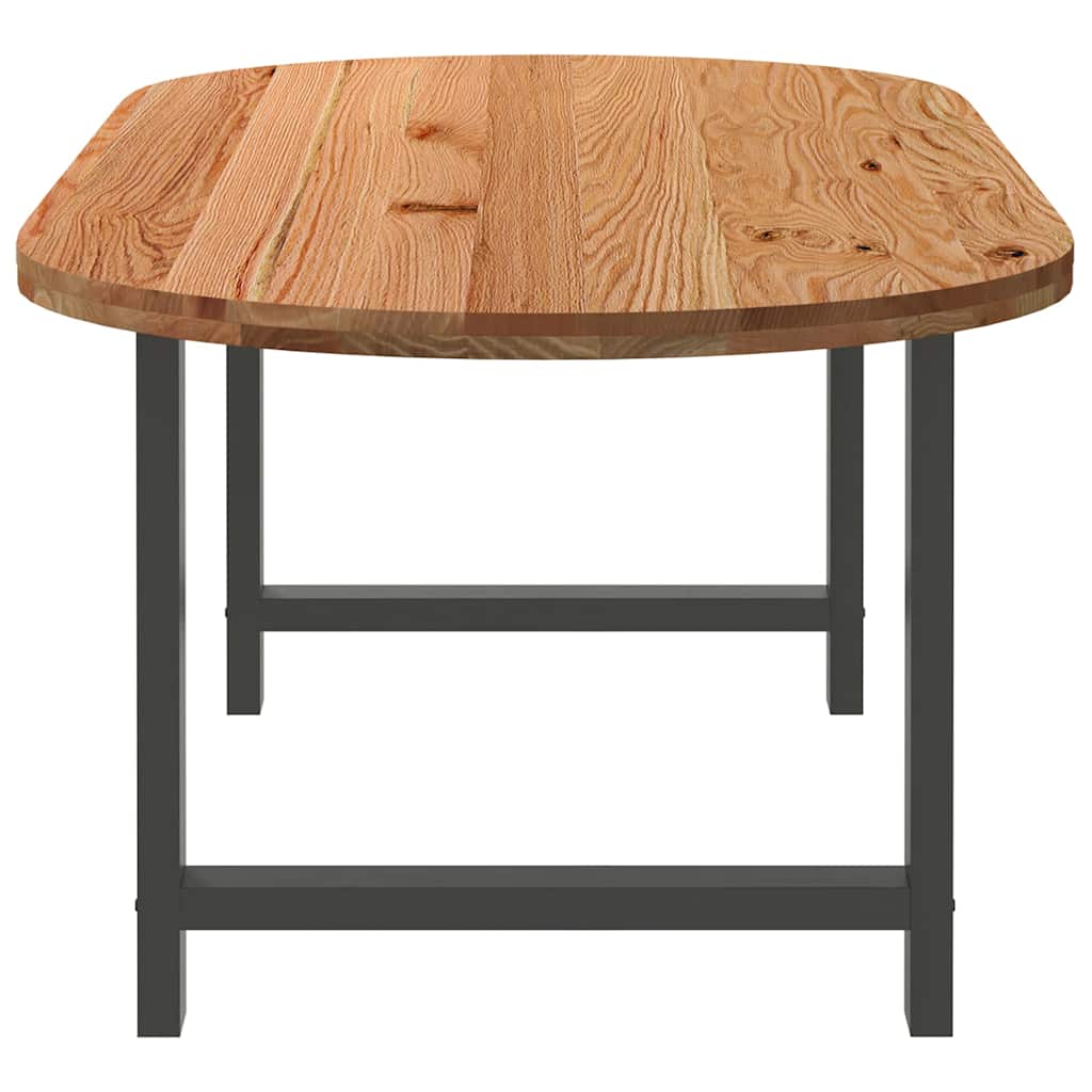 Eettafel 220x100x74 cm ovaal massief eikenhout lichtbruin