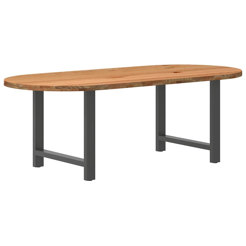 Eettafel 220x100x74 cm ovaal massief eikenhout lichtbruin