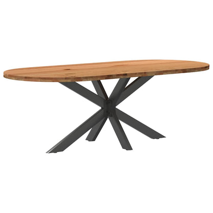 Eettafel 220x100x74 cm ovaal massief eikenhout lichtbruin