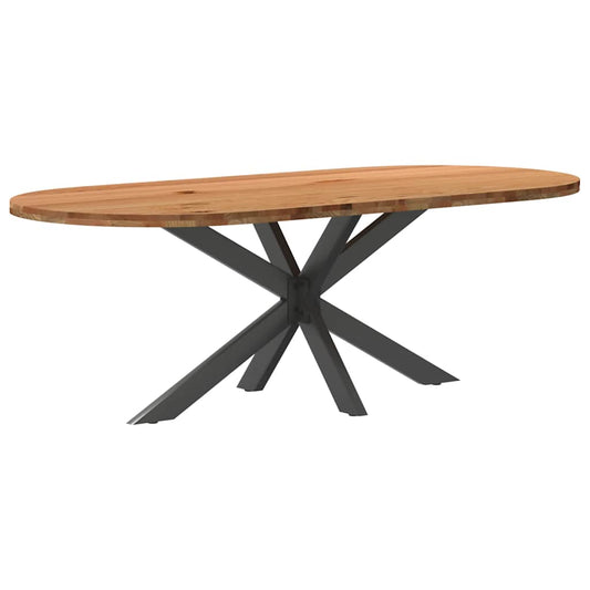 Eettafel 220x100x74 cm ovaal massief eikenhout lichtbruin