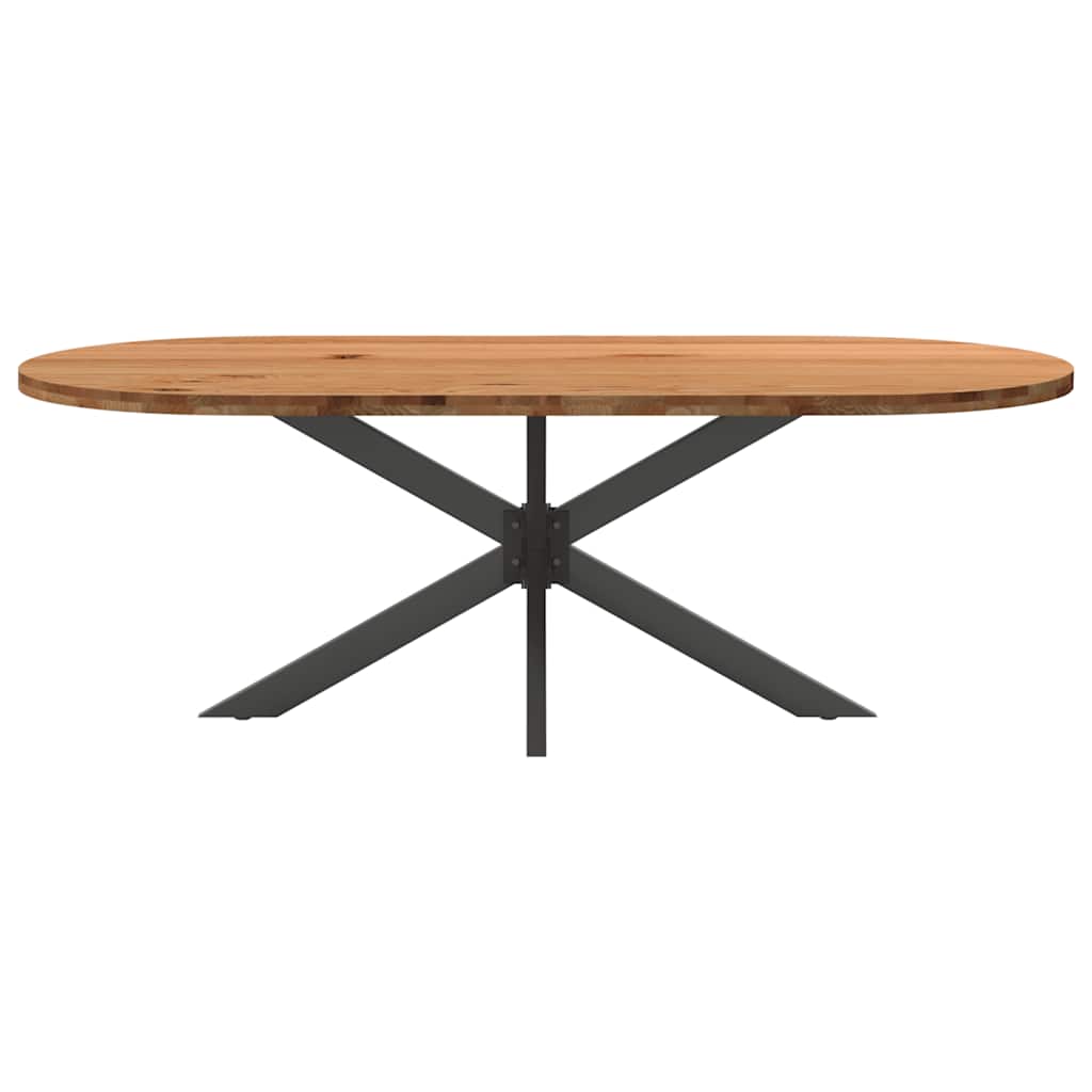 Eettafel 220x100x74 cm ovaal massief eikenhout lichtbruin