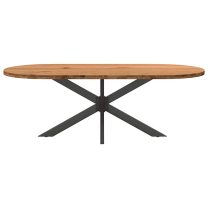 Eettafel 220x100x74 cm ovaal massief eikenhout lichtbruin