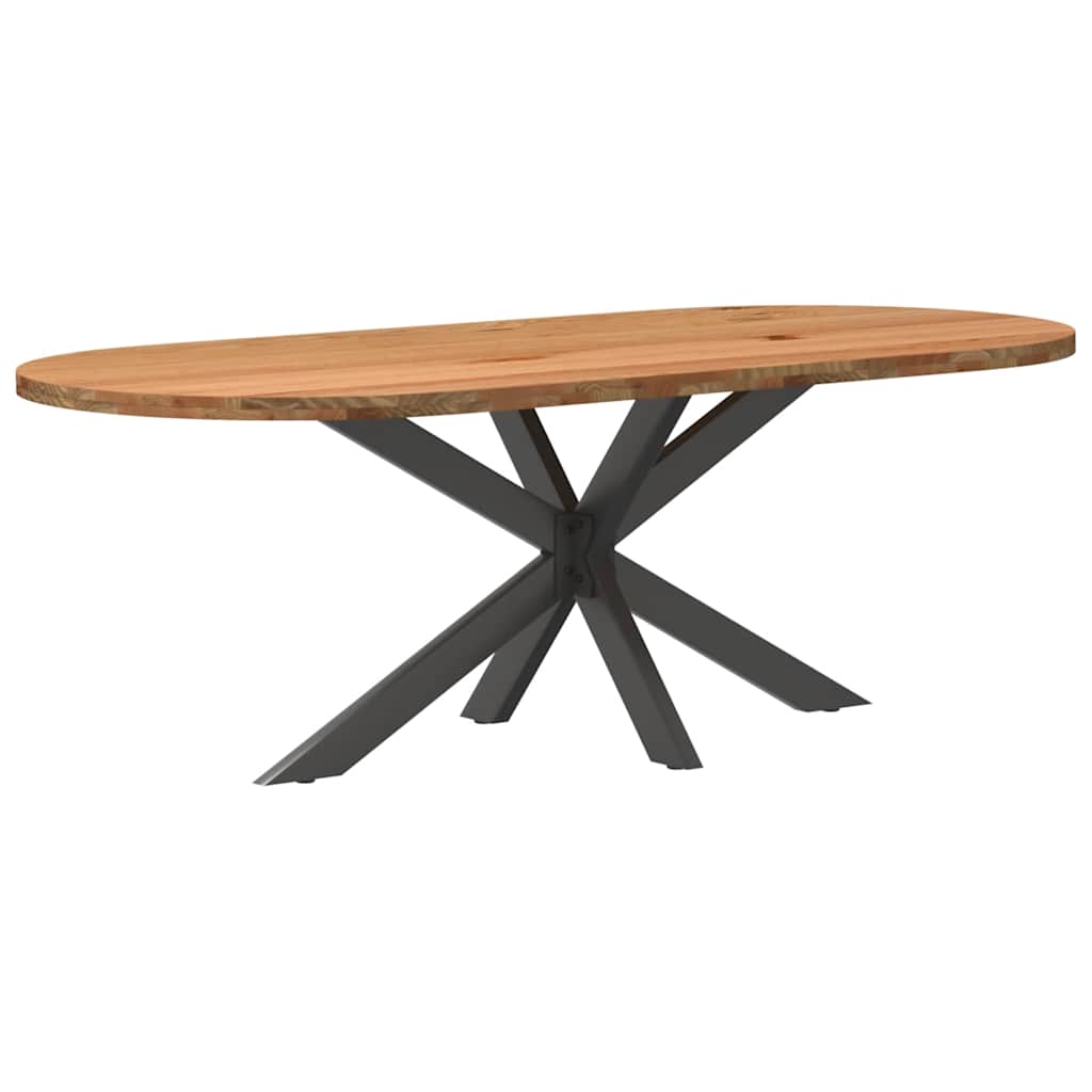 Eettafel 220x100x74 cm ovaal massief eikenhout lichtbruin