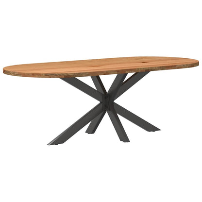 Eettafel 220x100x74 cm ovaal massief eikenhout lichtbruin