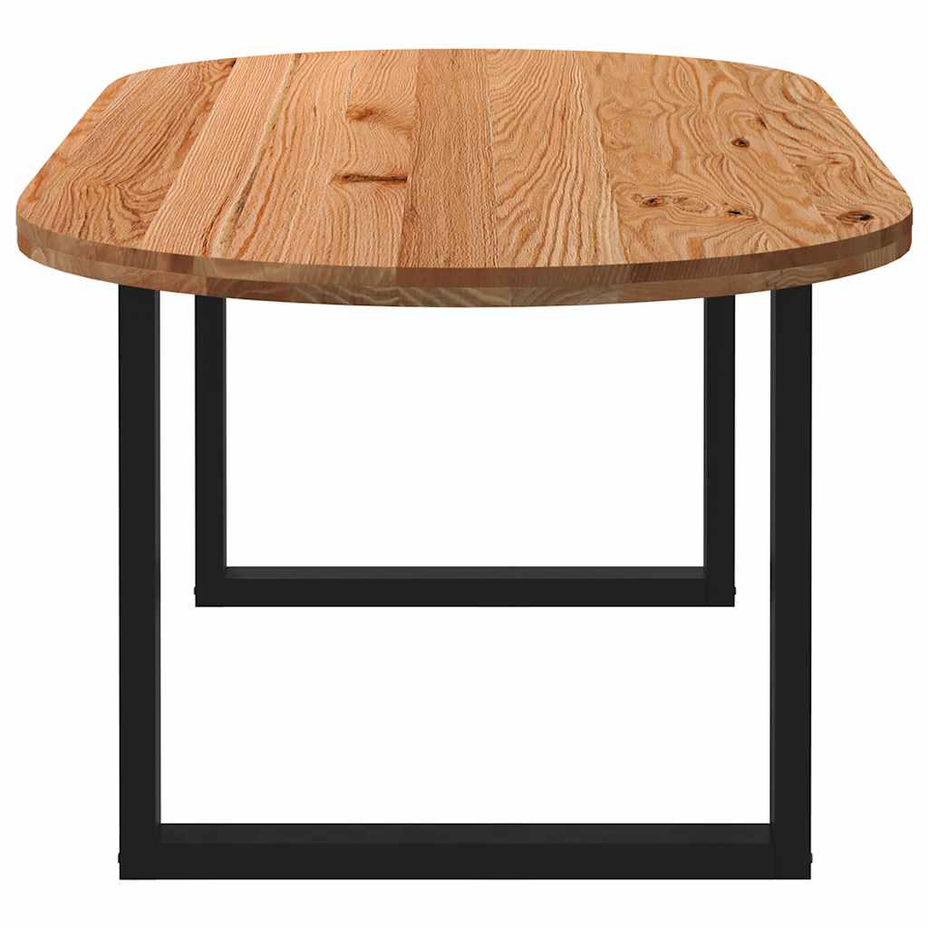 Eettafel 220x100x74 cm ovaal massief eikenhout lichtbruin