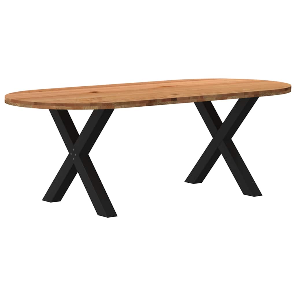 Eettafel 220x100x74 cm ovaal massief eikenhout lichtbruin