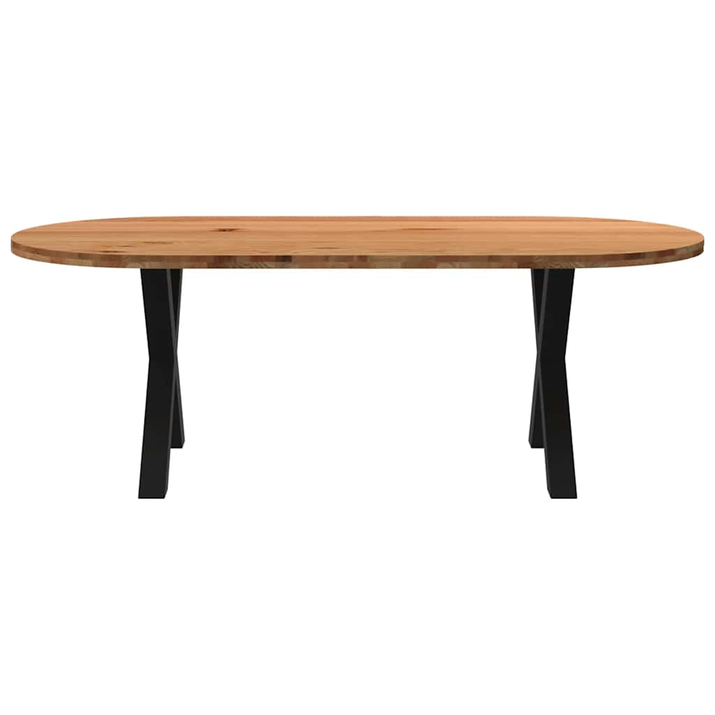 Eettafel 220x100x74 cm ovaal massief eikenhout lichtbruin