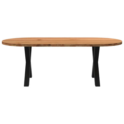 Eettafel 220x100x74 cm ovaal massief eikenhout lichtbruin