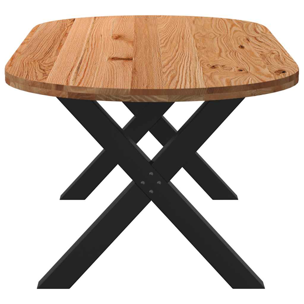 Eettafel 220x100x74 cm ovaal massief eikenhout lichtbruin