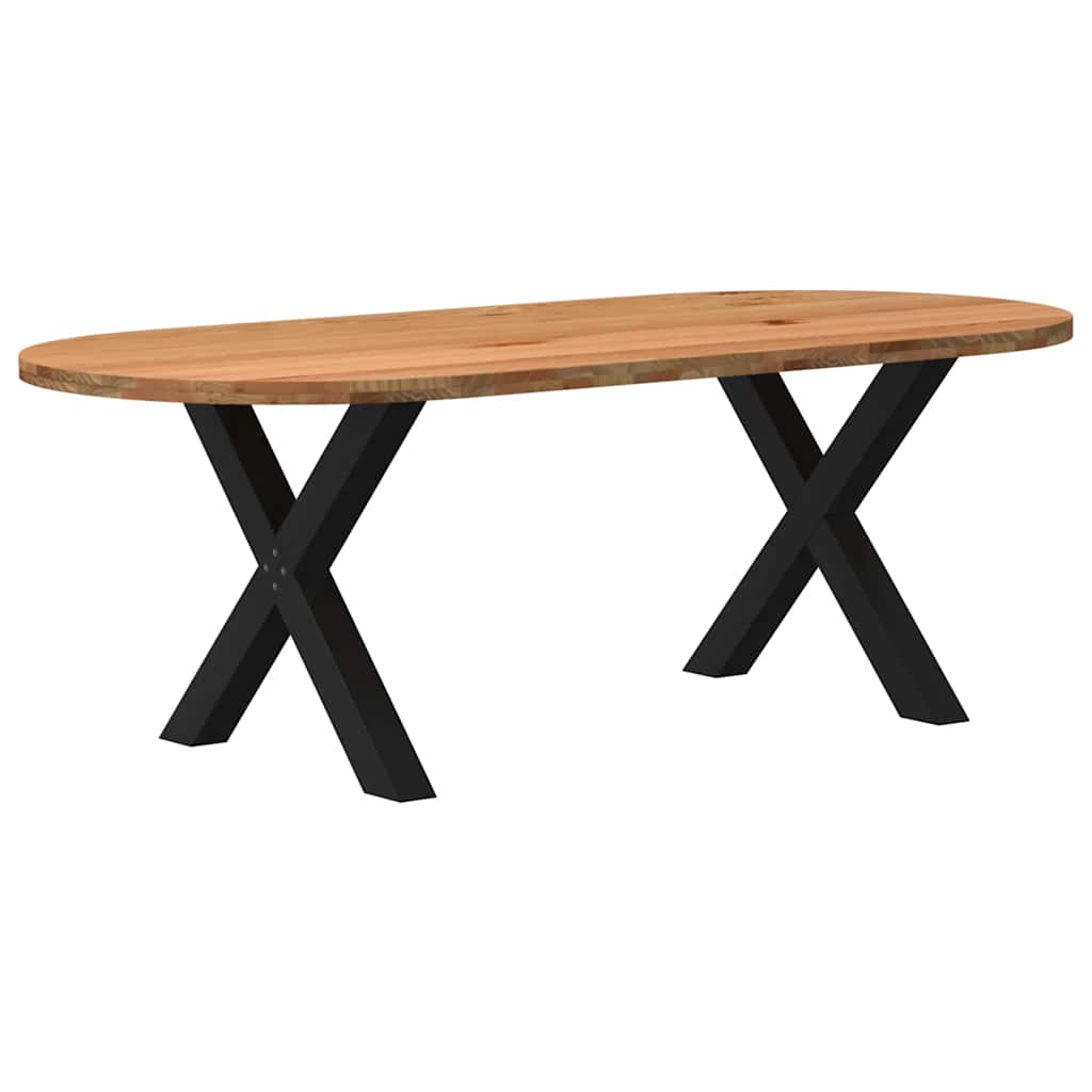 Eettafel 220x100x74 cm ovaal massief eikenhout lichtbruin