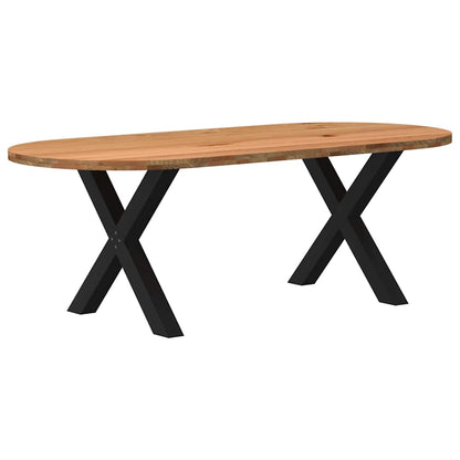 Eettafel 220x100x74 cm ovaal massief eikenhout lichtbruin
