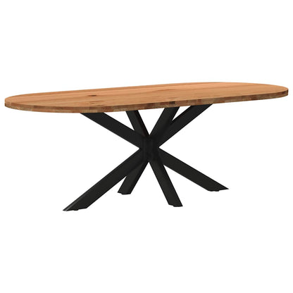 Eettafel 220x100x74 cm ovaal massief eikenhout lichtbruin
