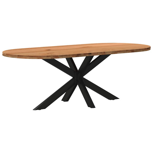 Eettafel 220x100x74 cm ovaal massief eikenhout lichtbruin