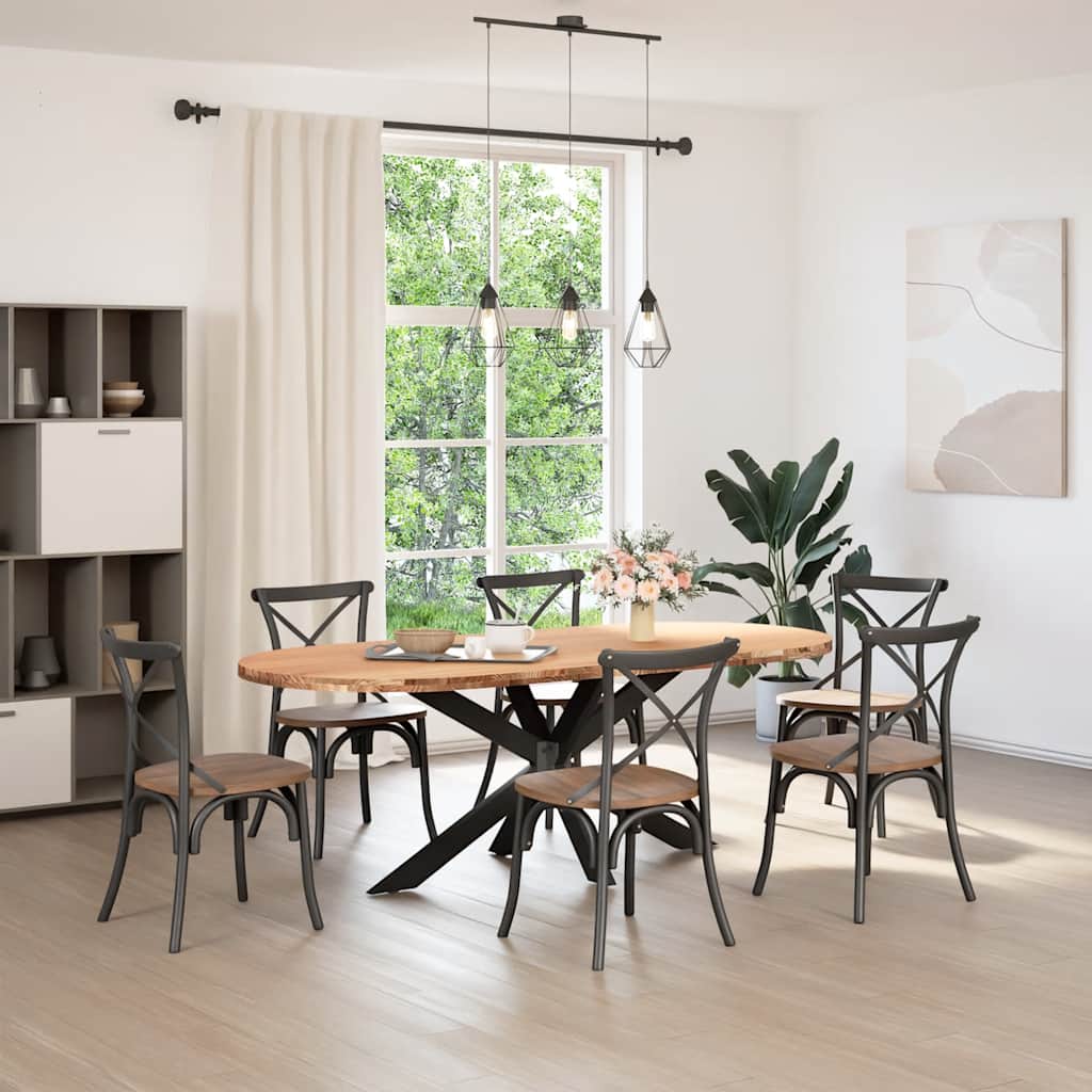 Eettafel 220x100x74 cm ovaal massief eikenhout lichtbruin