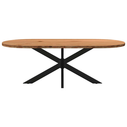Eettafel 220x100x74 cm ovaal massief eikenhout lichtbruin