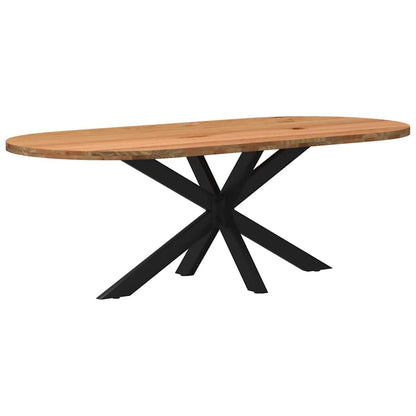 Eettafel 220x100x74 cm ovaal massief eikenhout lichtbruin