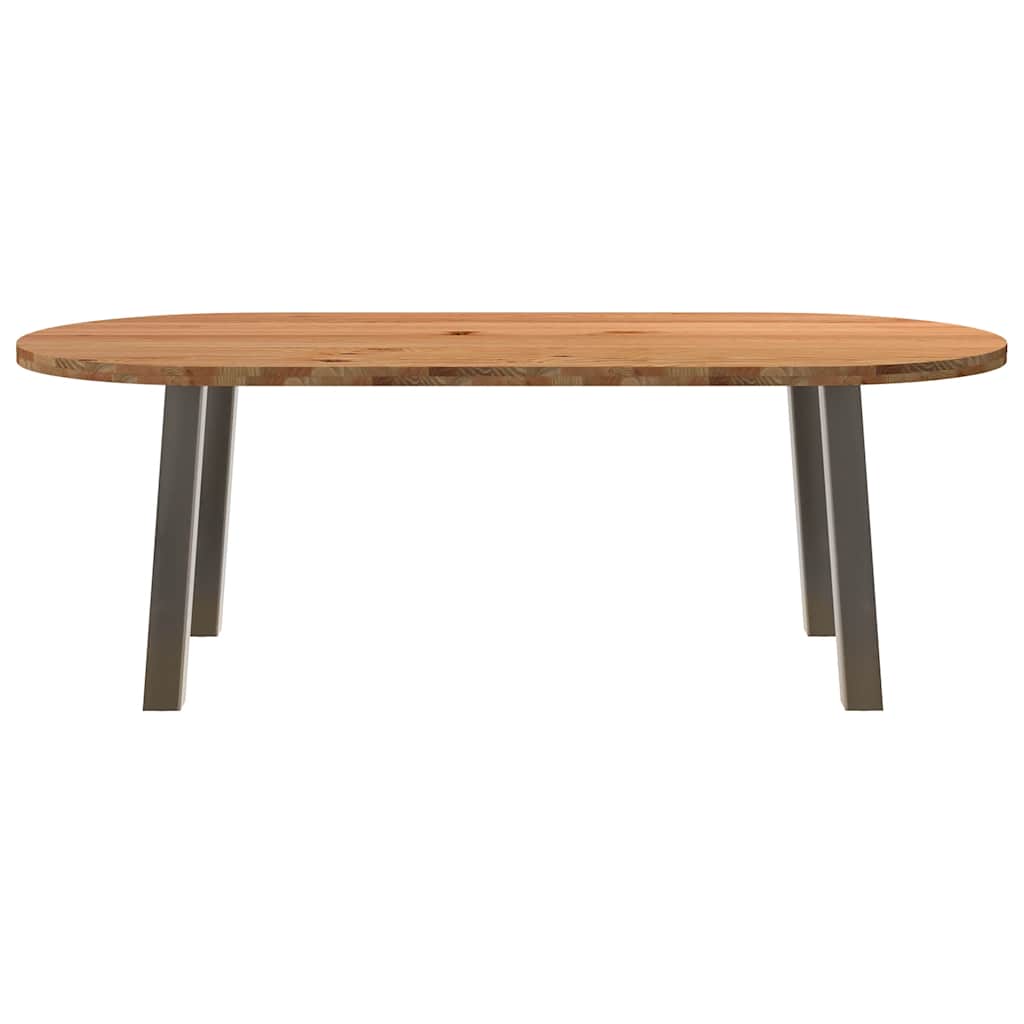 Eettafel 220x100x74 cm ovaal massief eikenhout lichtbruin