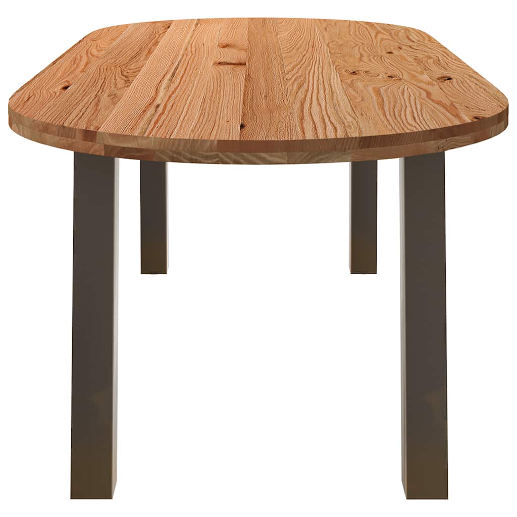 Eettafel 220x100x74 cm ovaal massief eikenhout lichtbruin