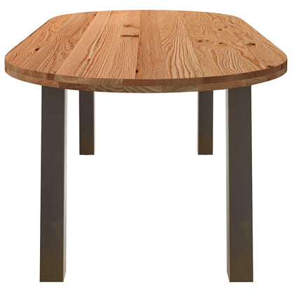 Eettafel 220x100x74 cm ovaal massief eikenhout lichtbruin