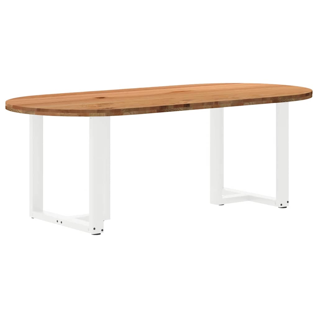 Eettafel 220x100x74 cm ovaal massief eikenhout lichtbruin
