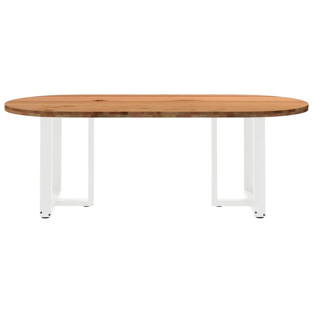 Eettafel 220x100x74 cm ovaal massief eikenhout lichtbruin